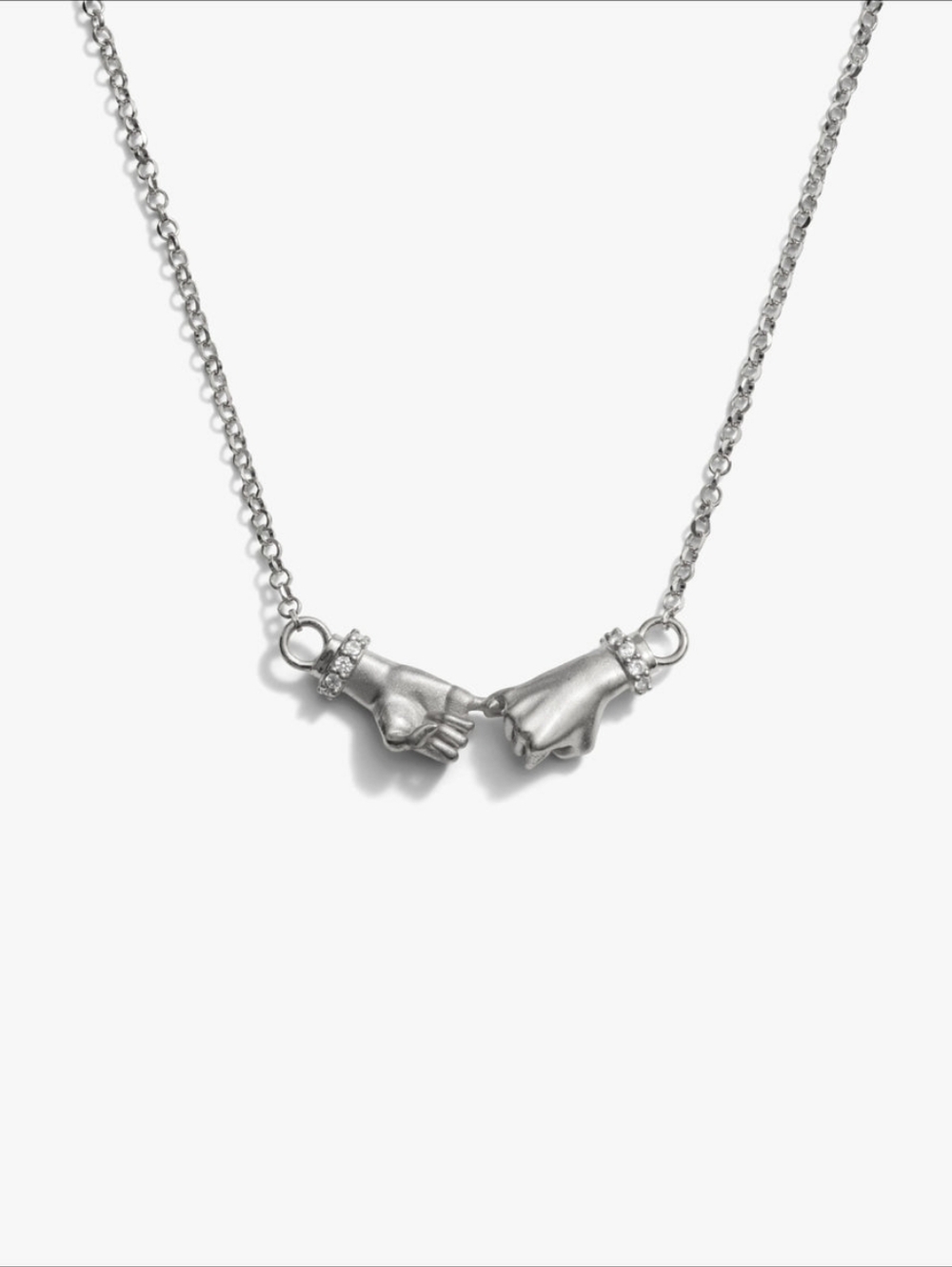 Awe Inspired Pinky Promise Necklace – Sterling Silver + White Topaz – Box & Bag
